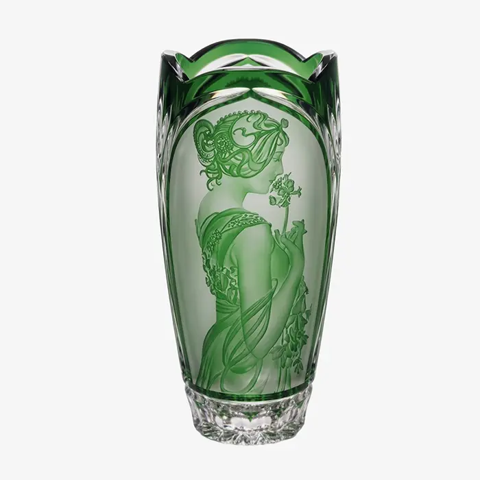 Luxury Crystal Vase – "Mucha: Elegance" (Design by František Šebesta, Cased Crystal)