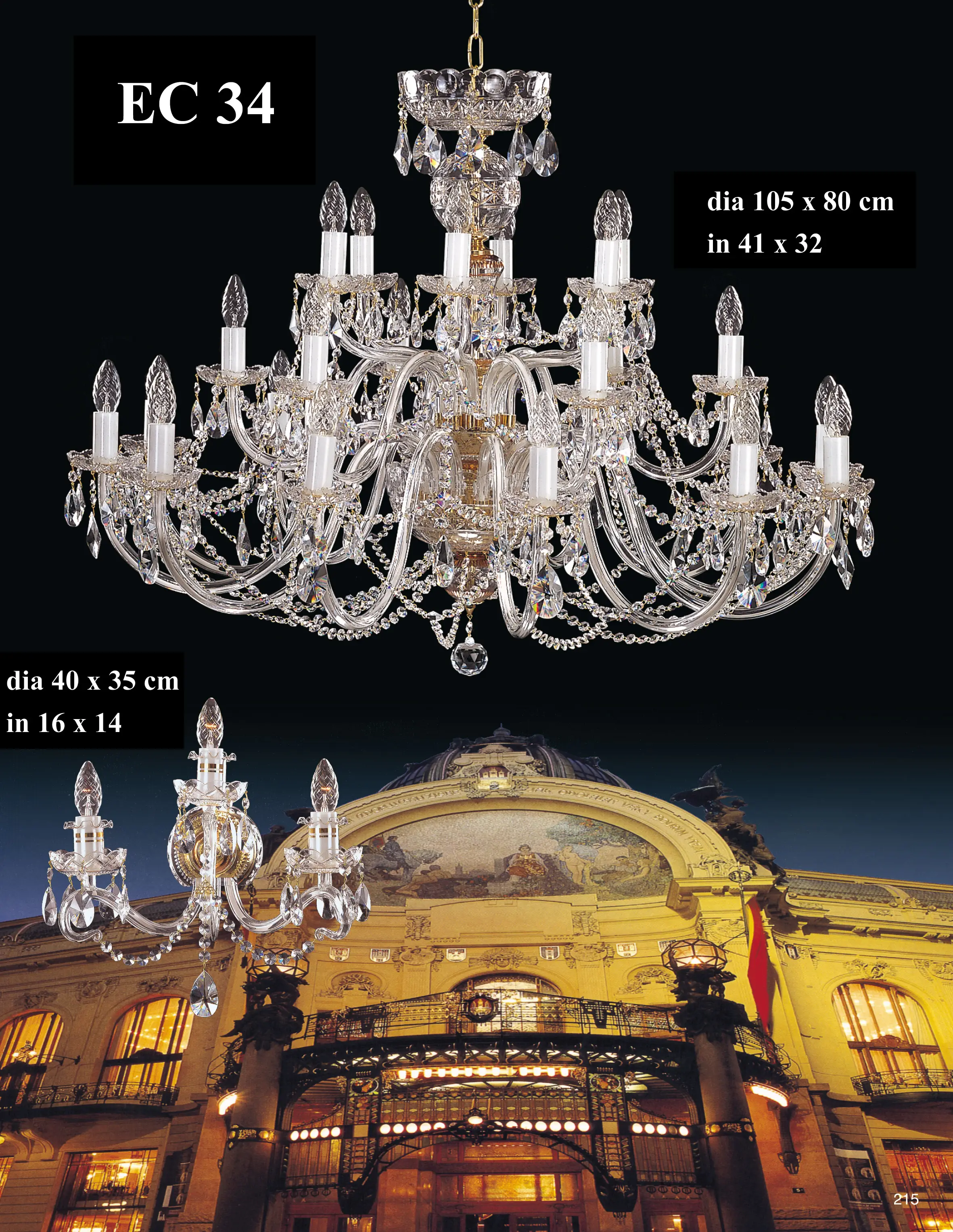 Aplique de pared de cristal EC34 | 3 luces