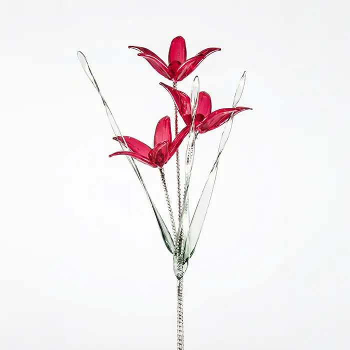 Glass Flower - Red Three-Petal Lily