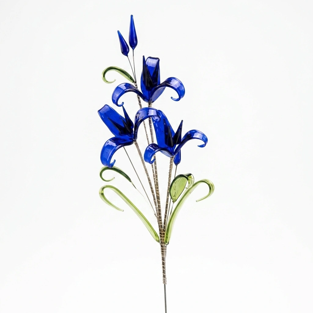 Flor de cristal «Lirio de medianoche» con capullos