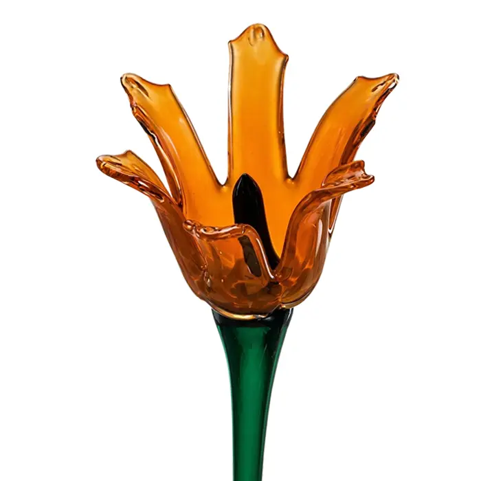 Glass Flower Amber Lily Art Glass